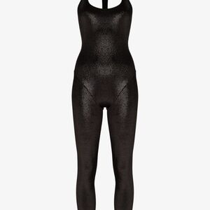 ADAM SELMAN SPORT L black  catsuit velvet open back NWT